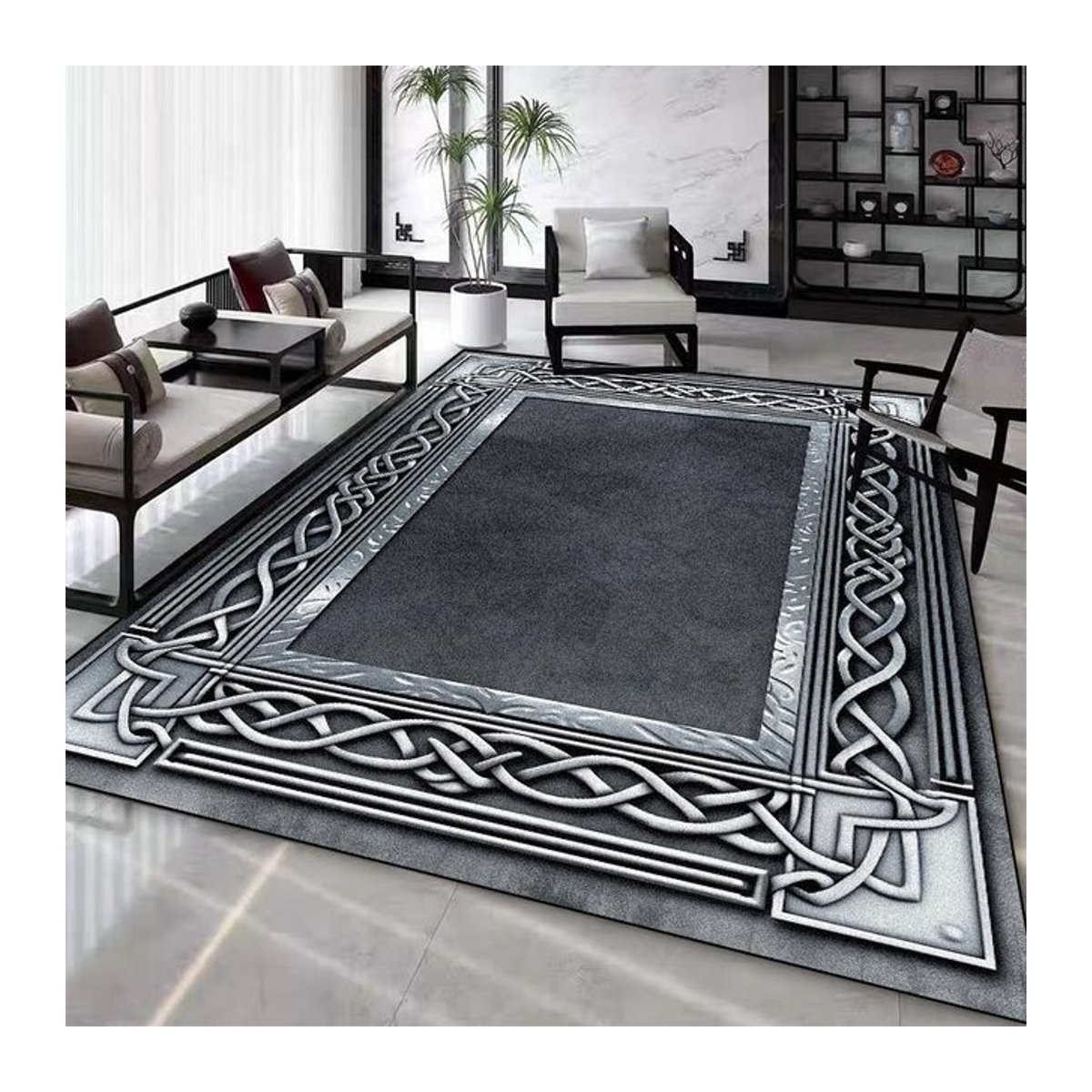 Karpetti Druckteppich in Grau, weicher nordischer Teppich für Wohnzimmer und Schlafzimmer, rutschfest und waschbar, B x T: 200 x 230 cm - Bild 1