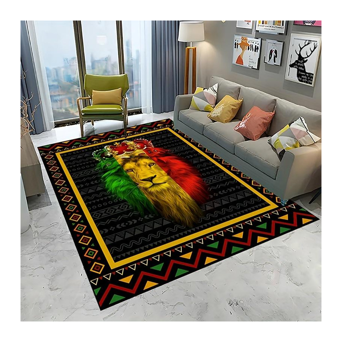 Karpetti Druckteppich König der Löwen Modernes Afrikanisches Tier Motiv Rechteck B/B: 60 cm, T: 40 cm - Bild 3