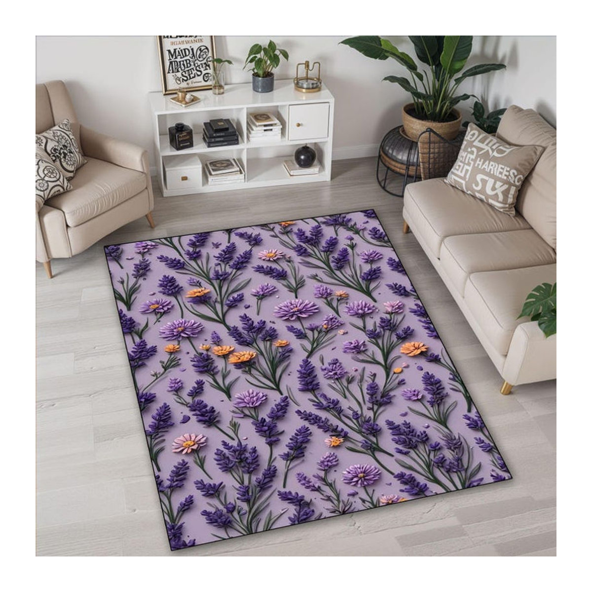Karpetti Druckteppich Lavendel Vintage Design in Lila, B/B: 60 x 90 cm - Bild 2