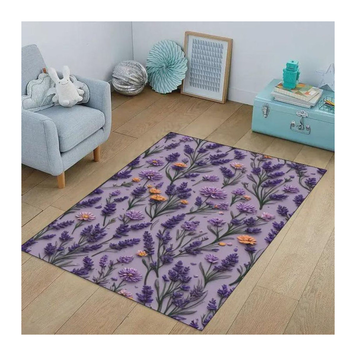 Karpetti Druckteppich Lavendel Vintage Design in Lila, B/B: 60 x 90 cm - Bild 3
