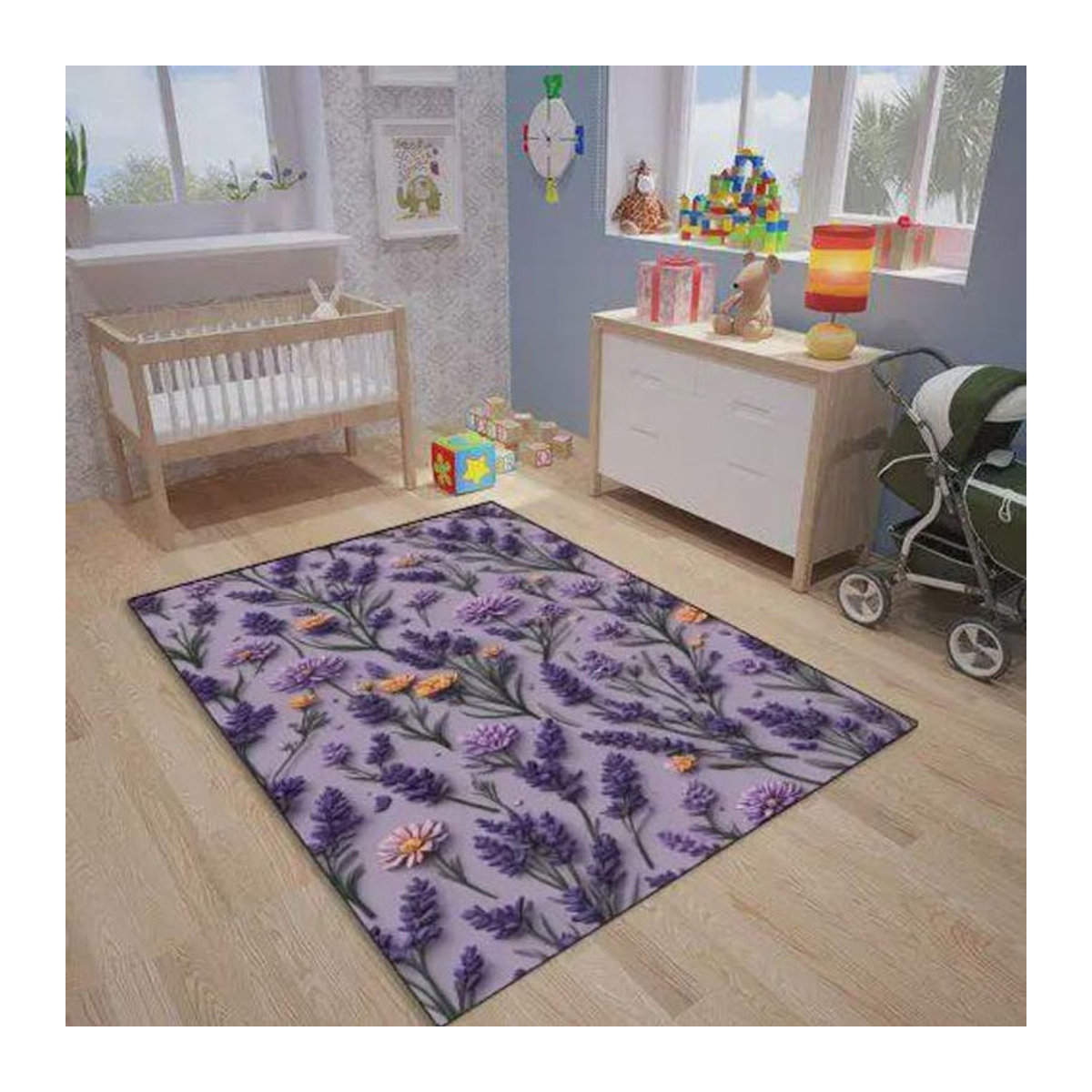 Karpetti Druckteppich Lavendel Vintage Design in Lila, B/B: 60 x 90 cm - Bild 4