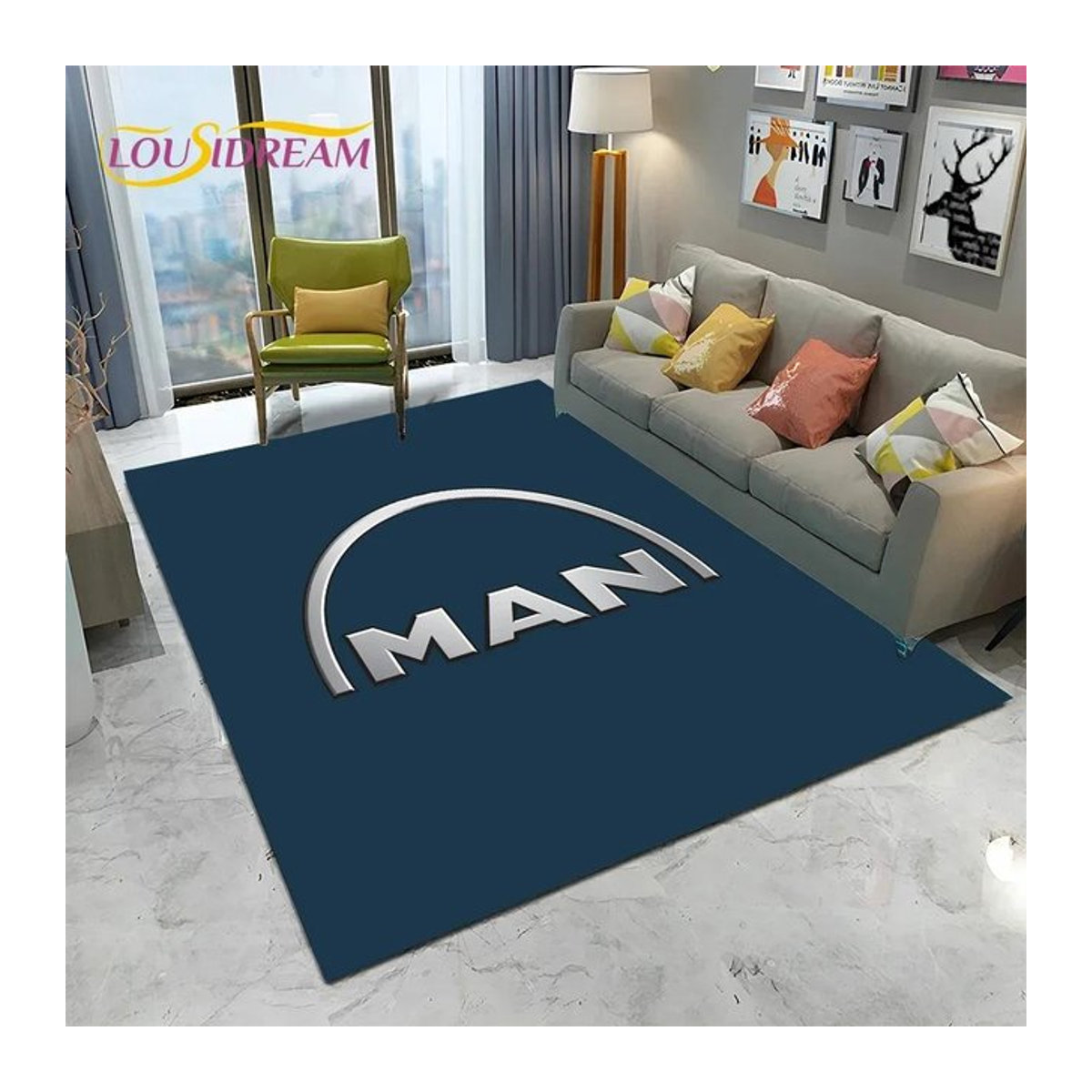 Karpetti Druckteppich MAN Truck Logo Serie für Wohnzimmer, Schlafzimmer oder Kinderzimmer, Breite: 90 cm, Tiefe: 60 cm - Bild 1