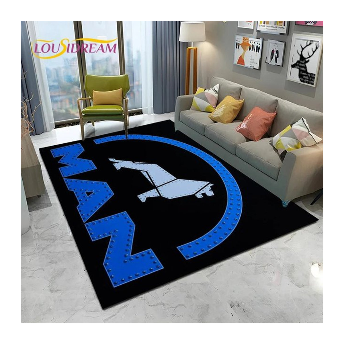 Karpetti Druckteppich MAN Truck Logo Serie in Schwarz und Blau, B/T: 90 x 60 cm - Bild 1