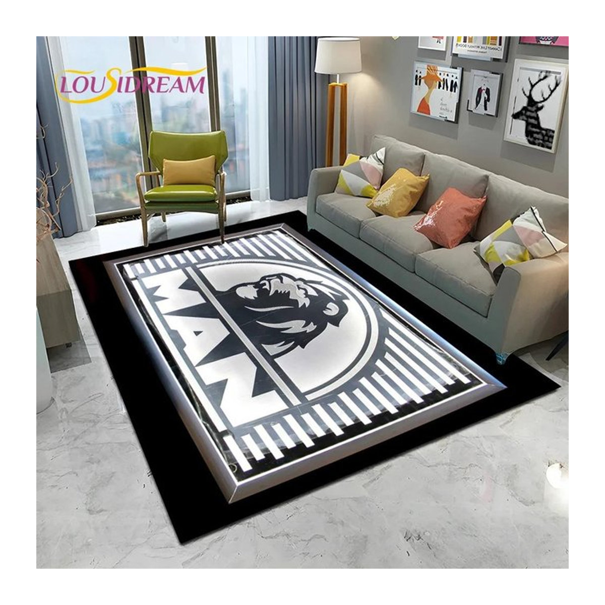 Karpetti Druckteppich MAN Truck Logo Serie in Schwarz und Weiß, B/B: 80 x 120 cm - Bild 1