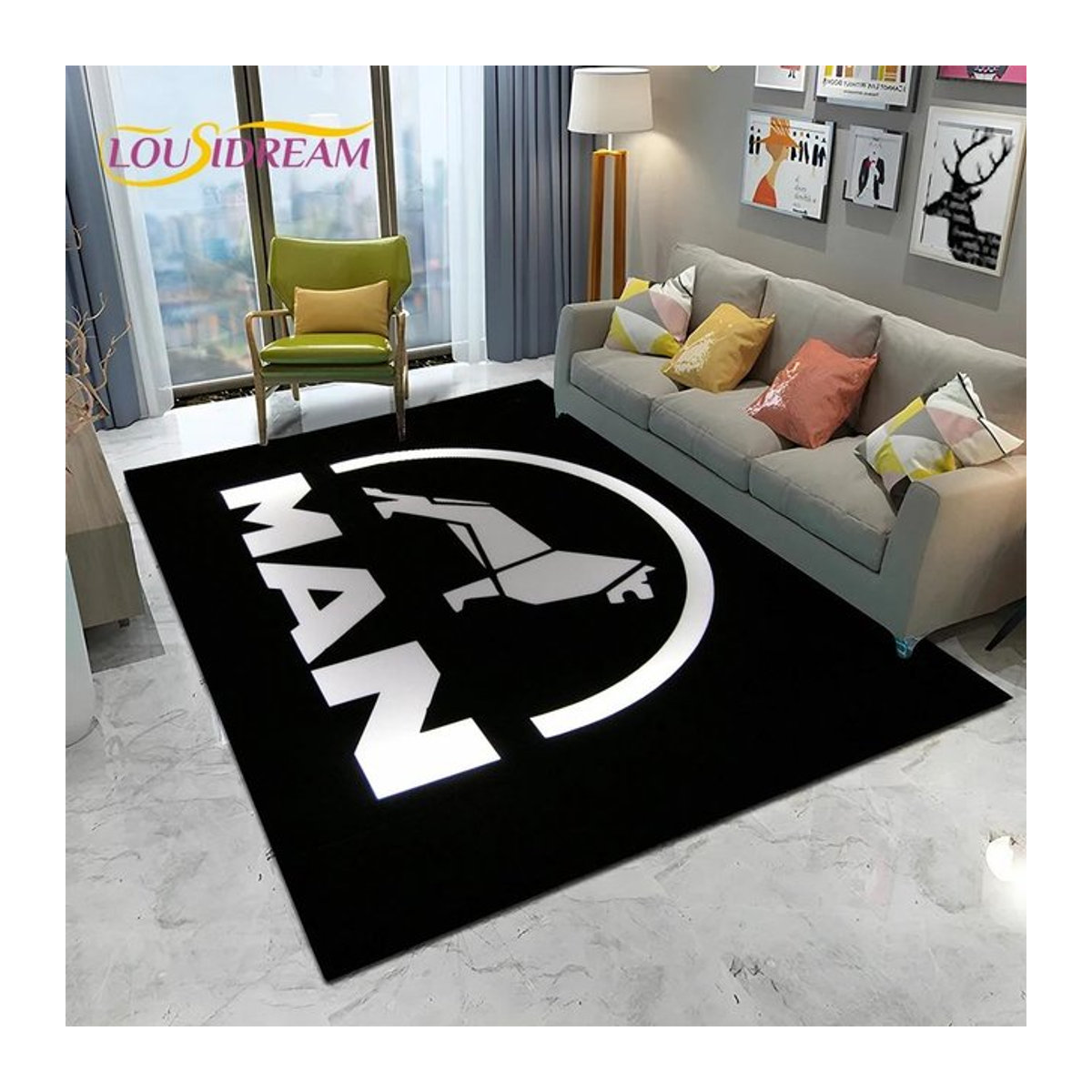 Karpetti Druckteppich MAN Truck Logo Serie in Schwarz-Weiß, B/B: 60 x 90 cm - Bild 1