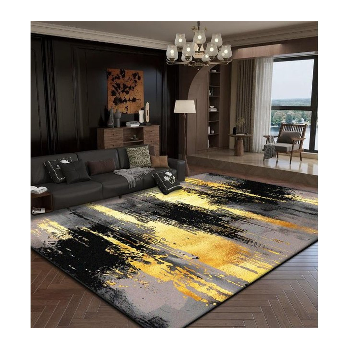 Karpetti Druckteppich mit abstraktem Design in Gold und Multicolor, weich und rutschfest, B/T: 200 x 300 cm - Bild 1