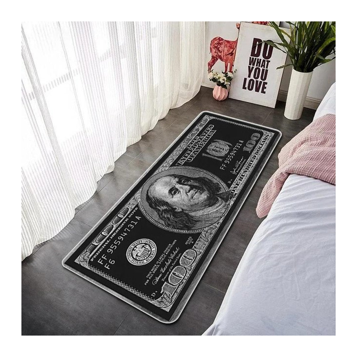 Karpetti Druckteppich mit Dollar-Schein-Design, rutschfeste Fußmatte für Wohnzimmer, Küche oder Eingangsbereich, waschbar, 2er-Set, B/T: 50 x 80 cm und 50 x 150 cm - Bild 1