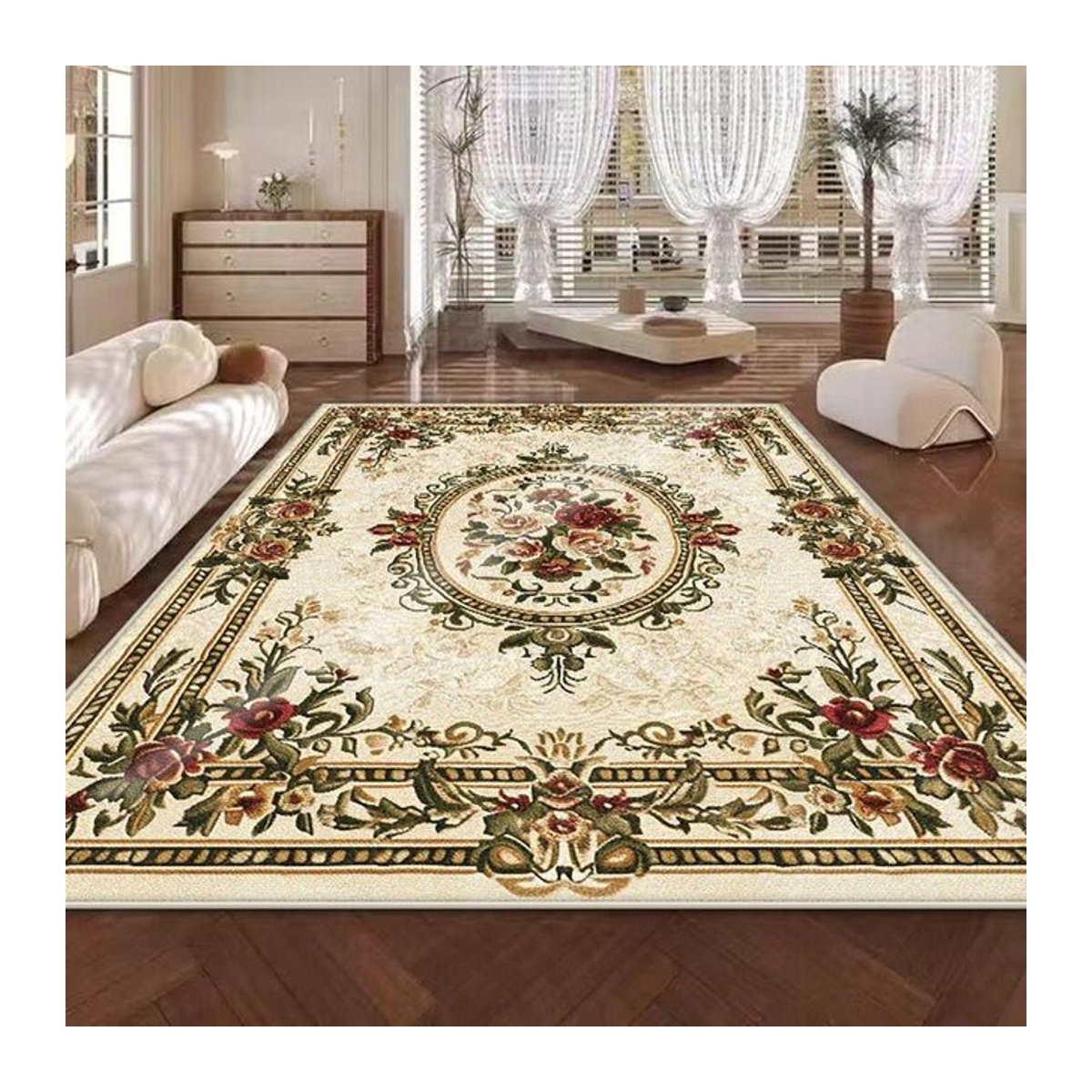 Karpetti Druckteppich mit europäischem Blumendesign, rutschfest und weich, B/B: 80 x 120 cm - Bild 1