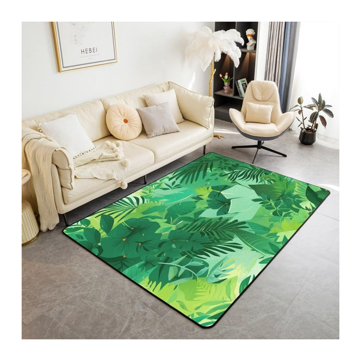 Karpetti Druckteppich mit tropischem Monstera-Blattmuster für Wohnzimmer und Schlafzimmer, B/B: 40 x 60 cm - Bild 1