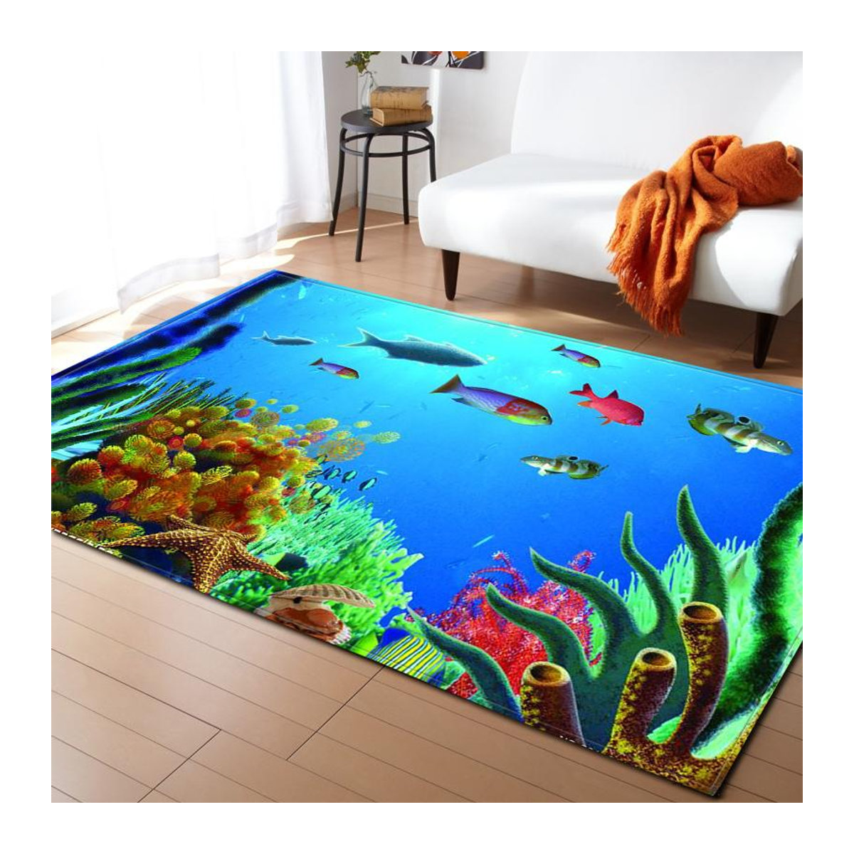 Karpetti Druckteppich Ozean Korallen und Fische in Multicolor, B/B/H: 120 x 80 cm - Bild 1