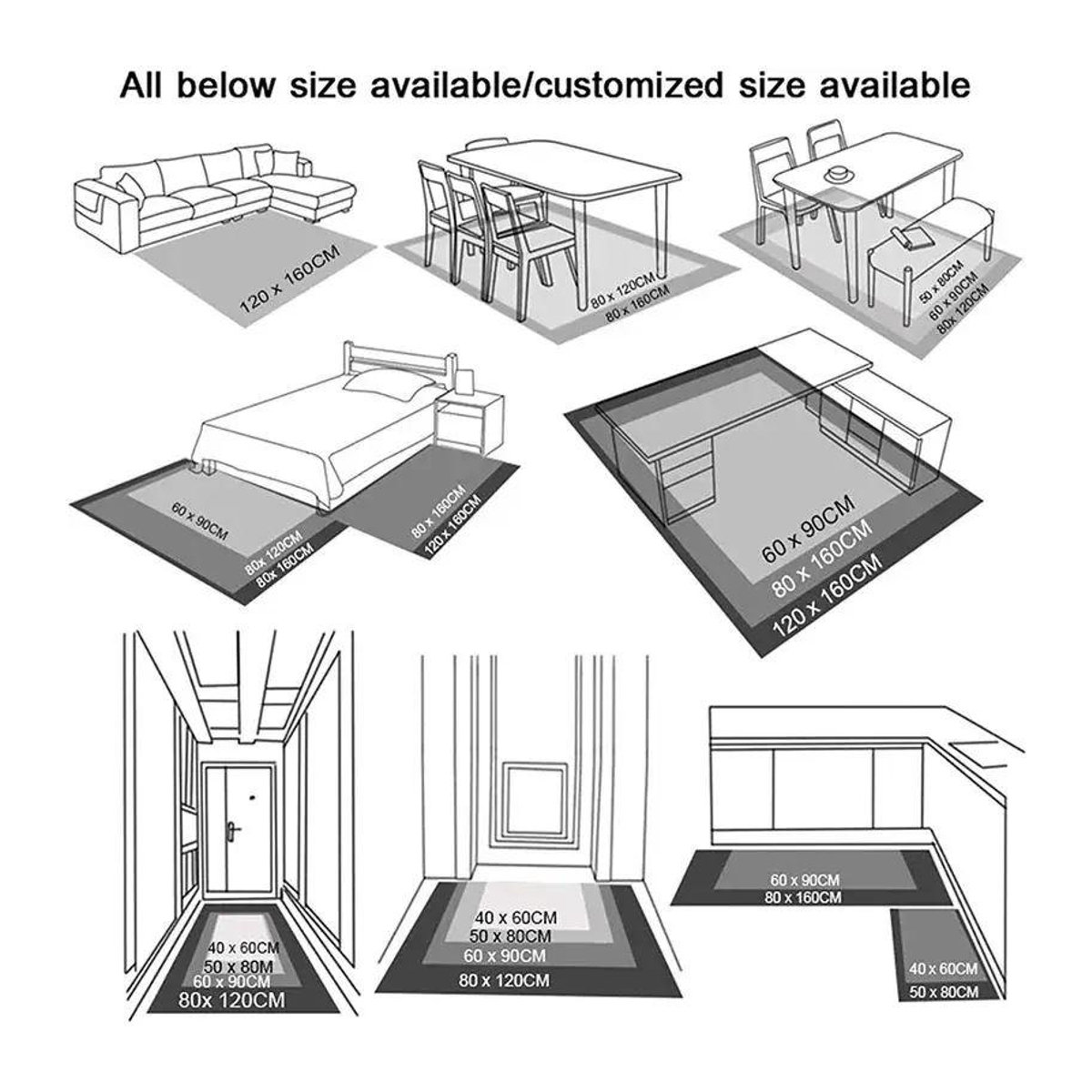 Karpetti Druckteppich Verdickter Fußmatte für Schlafzimmer, Wohnzimmer, Küche oder Badezimmer B/T: 80 x 200 cm - Bild 2