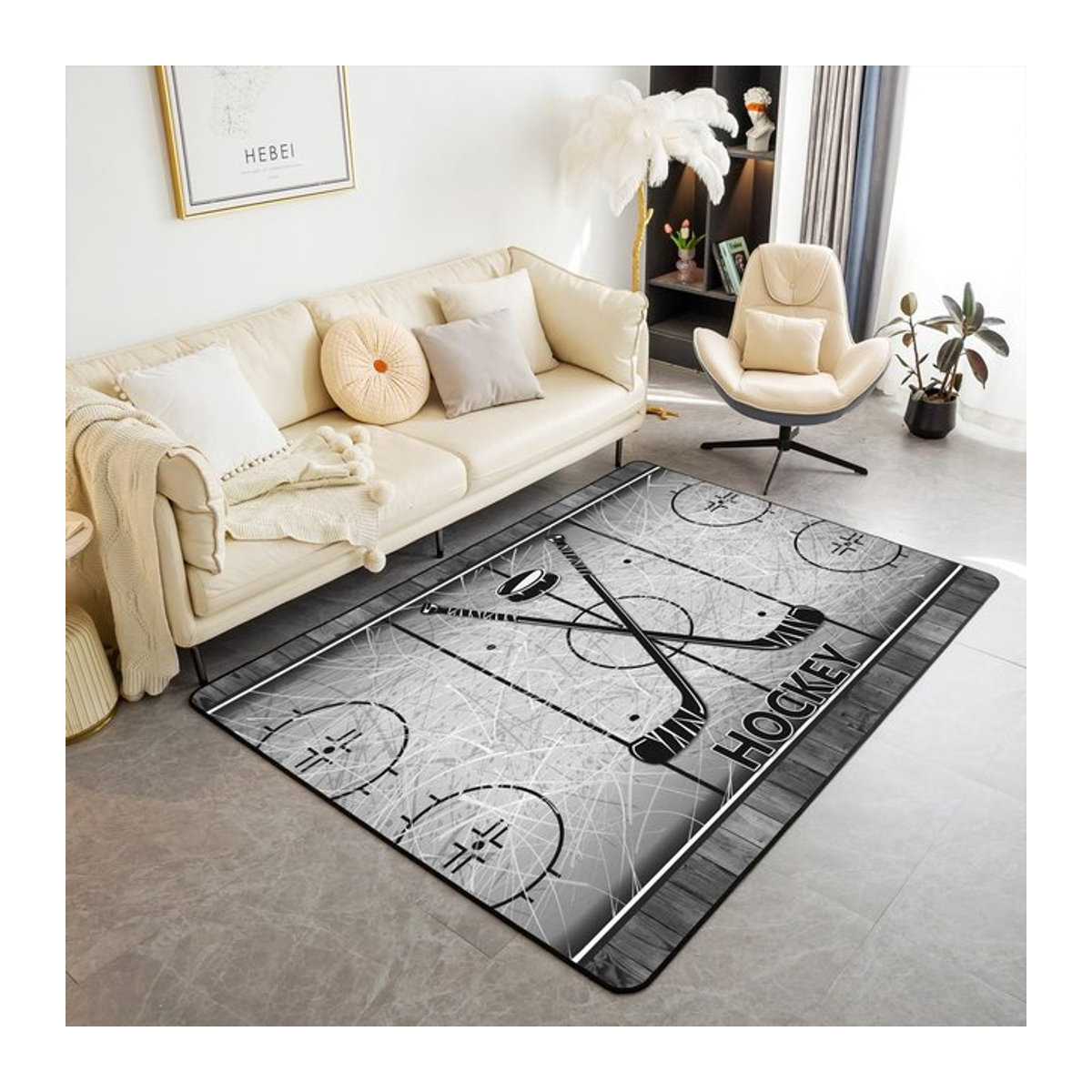Karpetti Eishockey Bereichsteppich aus Plüsch, rutschfest, B/B: 80 x 120 cm - Bild 1