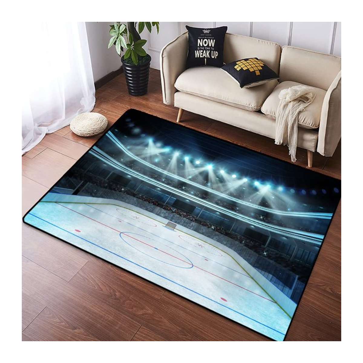 Karpetti Eishockey Bereichsteppich aus Plüsch, rutschfester Sport Teppich für Wohnzimmer, Schlafzimmer und Spielzimmer, B/T: 80 x 50 cm - Bild 1