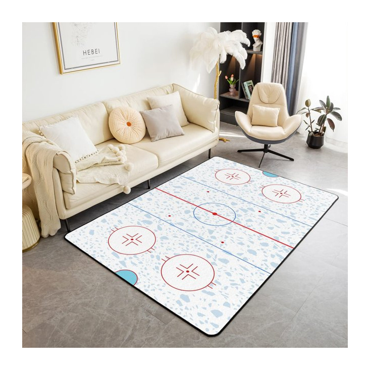 Karpetti Eishockey Teppich Bereichsteppich für Kinder und Teenager, Weiche Bodenmatte für Schlafzimmer und Wohnzimmer, B/T: 60 x 40 cm - Bild 1