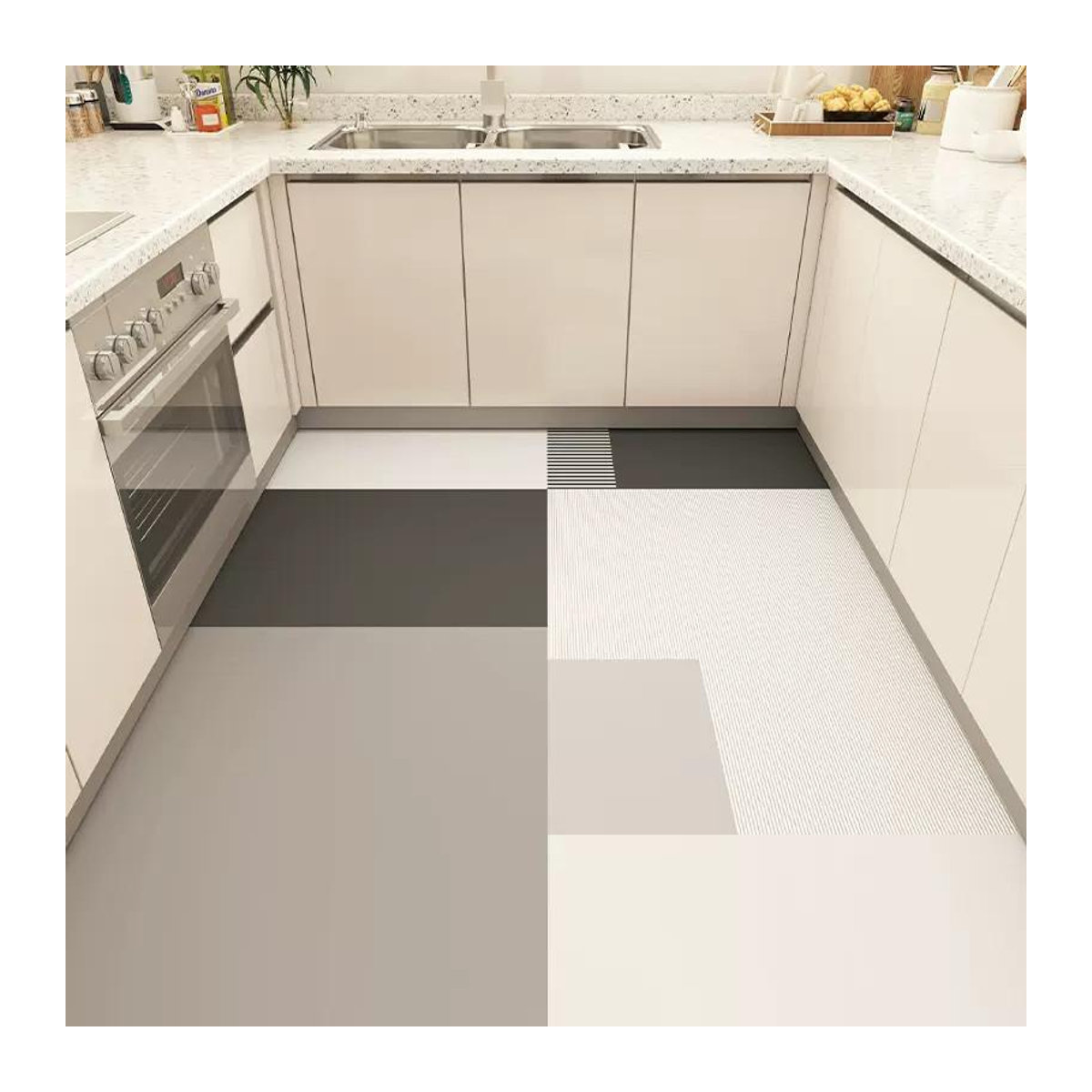 Karpetti Flächenteppich aus PVC mit geometrischem Design, wasserdicht, rutschfest und ölbeständig, B/T: 180 x 55 cm - Bild 1