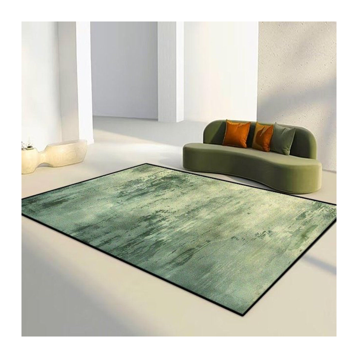 Karpetti Flanellteppich in Grün mit abstraktem Design, weich und flauschig für Wohnzimmer und Schlafzimmer, B/T: 90 x 60 cm - Bild 1