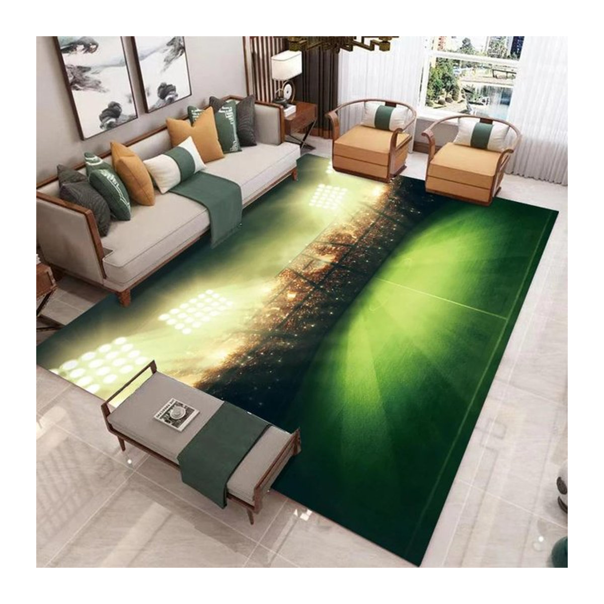 Karpetti Fußball Bereichsteppich Rutschfeste Bodenmatte für Wohnzimmer B/B: 40 x 60 cm - Bild 1
