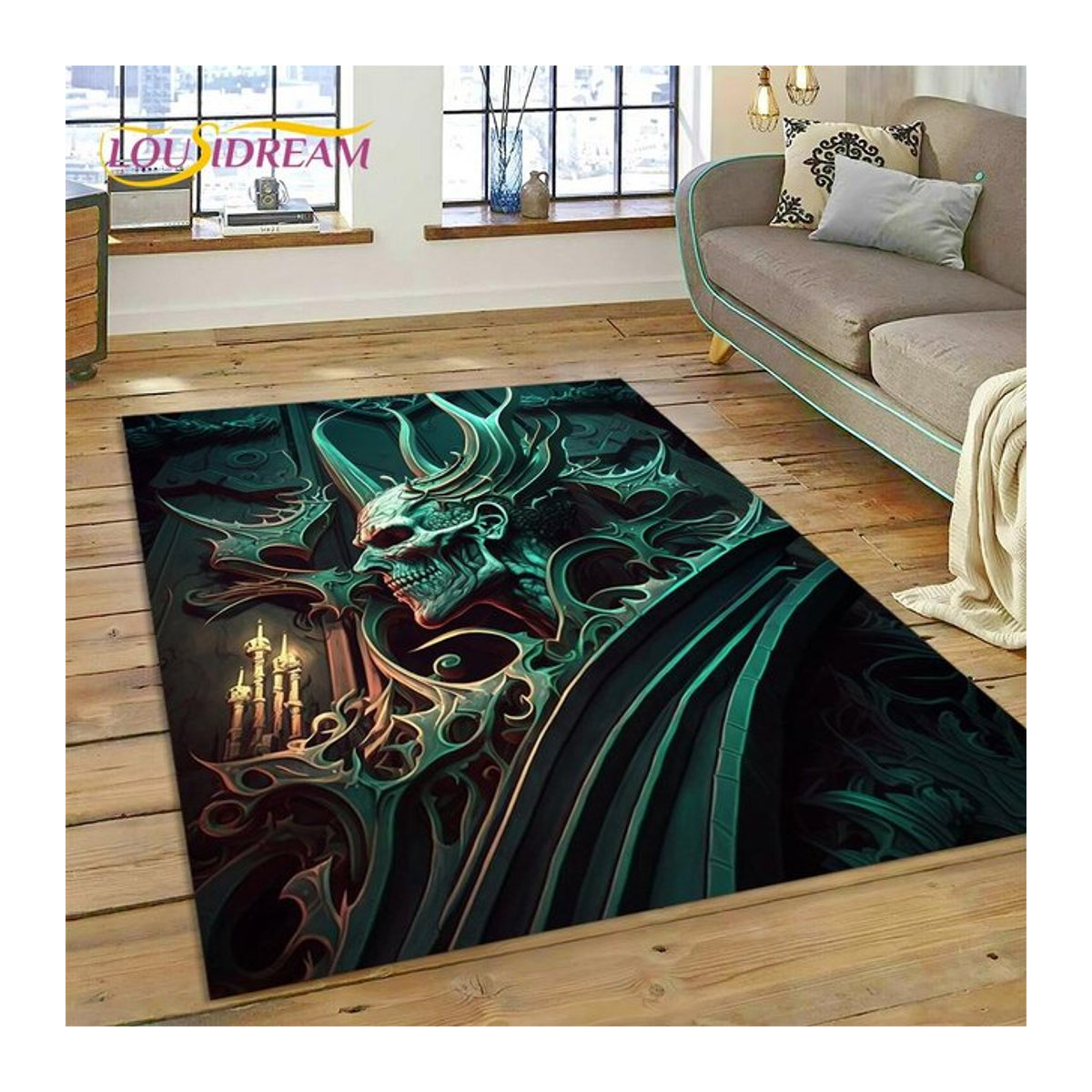 Karpetti Gothic Horror Monster Dämon Teppich mit 3D-Druck für Wohnzimmer und Schlafzimmer B: 120 cm, T: 160 cm - Bild 1