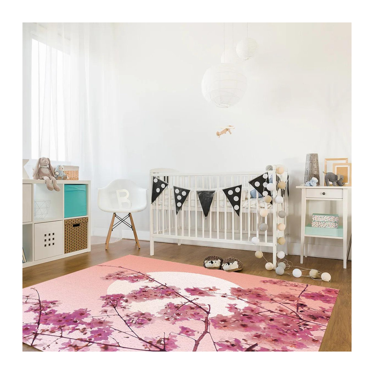 Karpetti Japanischer Sakura Kirschblüten Teppich für Wohnzimmer und Schlafzimmer, Rutschfest, B/T: 60 x 40 cm - Bild 1