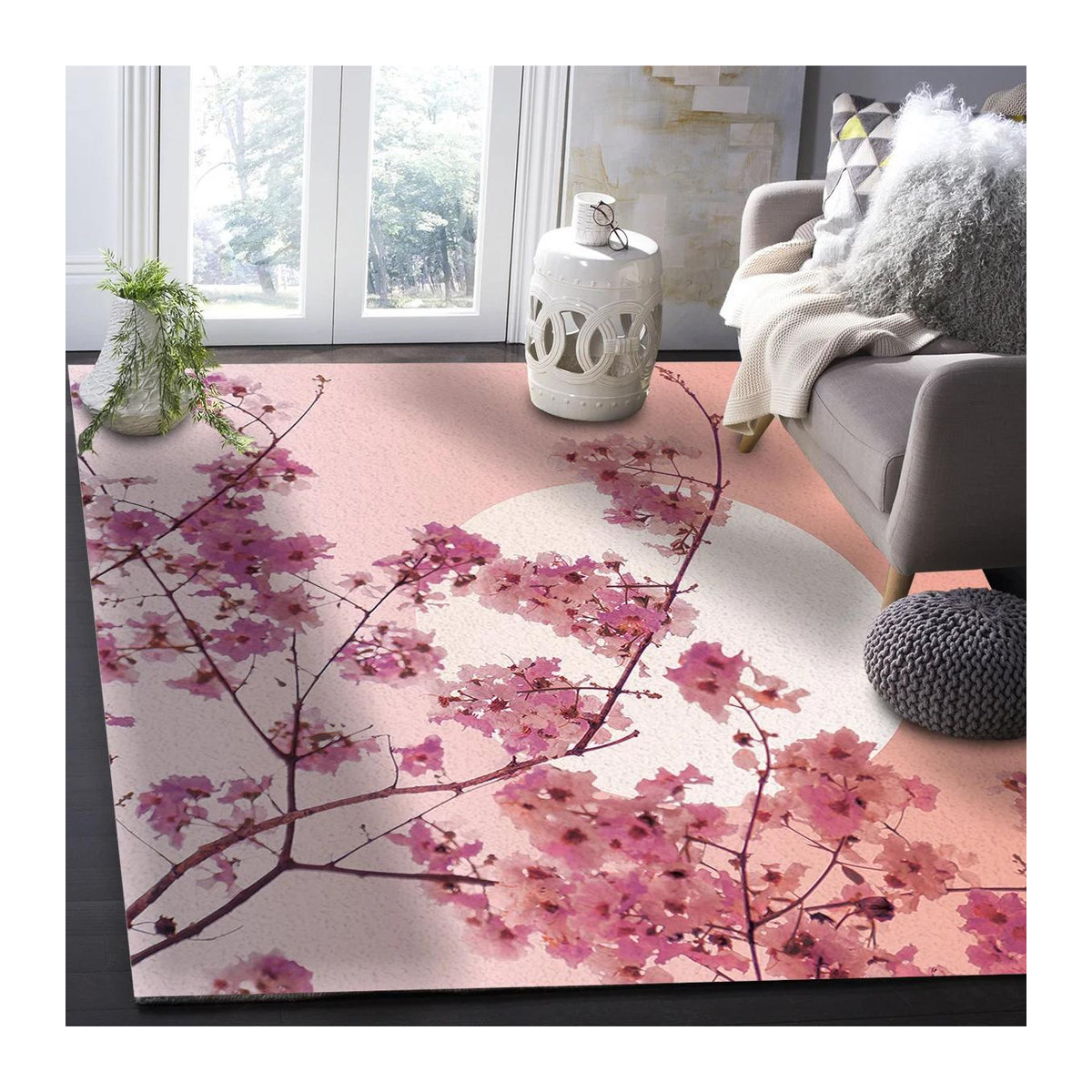Karpetti Japanischer Sakura Kirschblüten Teppich für Wohnzimmer und Schlafzimmer, Rutschfest, B/T: 60 x 40 cm - Bild 3