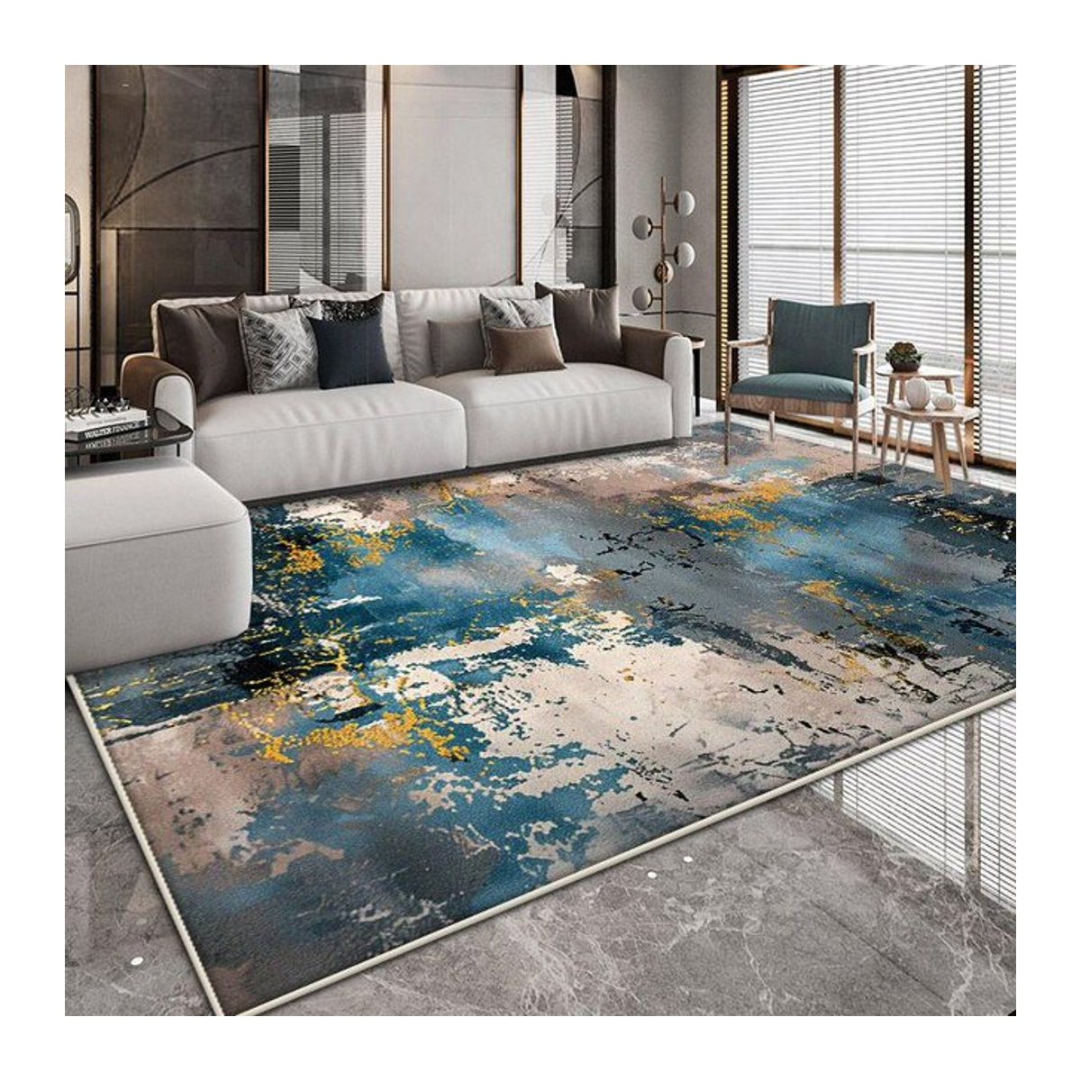 Karpetti Kelim Teppich im nordischen Stil mit abstraktem Design, rutschfest und leicht zu reinigen, B/B: 60 x 90 cm - Bild 1