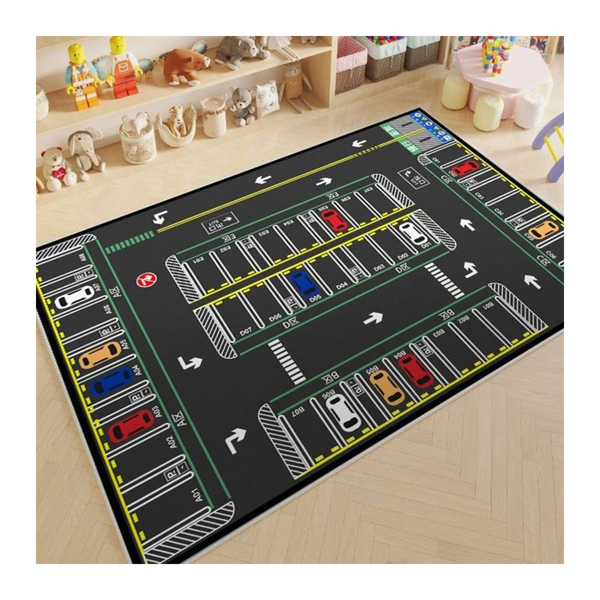 Karpetti Krabbelspielbahn Teppich mit Straßenverkehr Motiv, rutschfeste Bodenmatte für Kinder, B/H: 80 x 50 cm - Bild 1