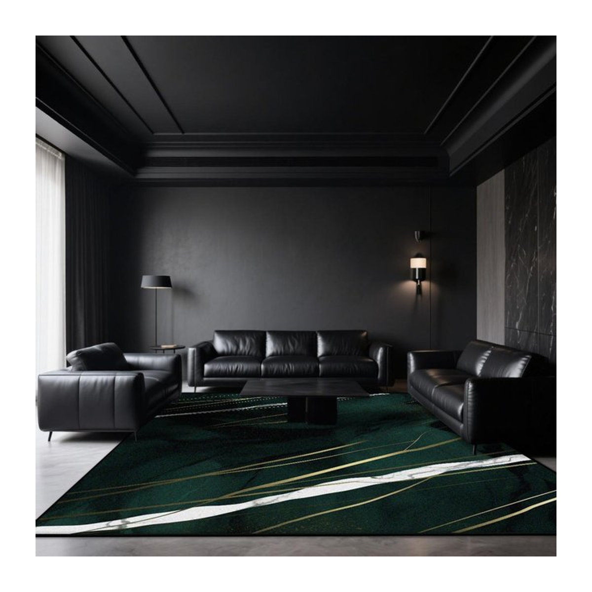 Karpetti Kurzfloriger Samt Teppich in Schwarz mit Marmor-Design B/B: 180 x 280 cm - Bild 1