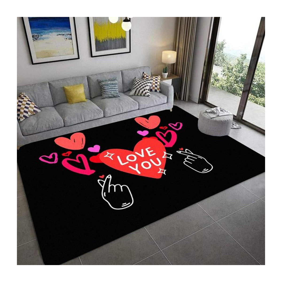 Karpetti L-Love Teppich mit Aufdruck, rutschfeste Yogamatte und Schlafzimmerdekoration, B/T: 60 x 40 cm - Bild 1