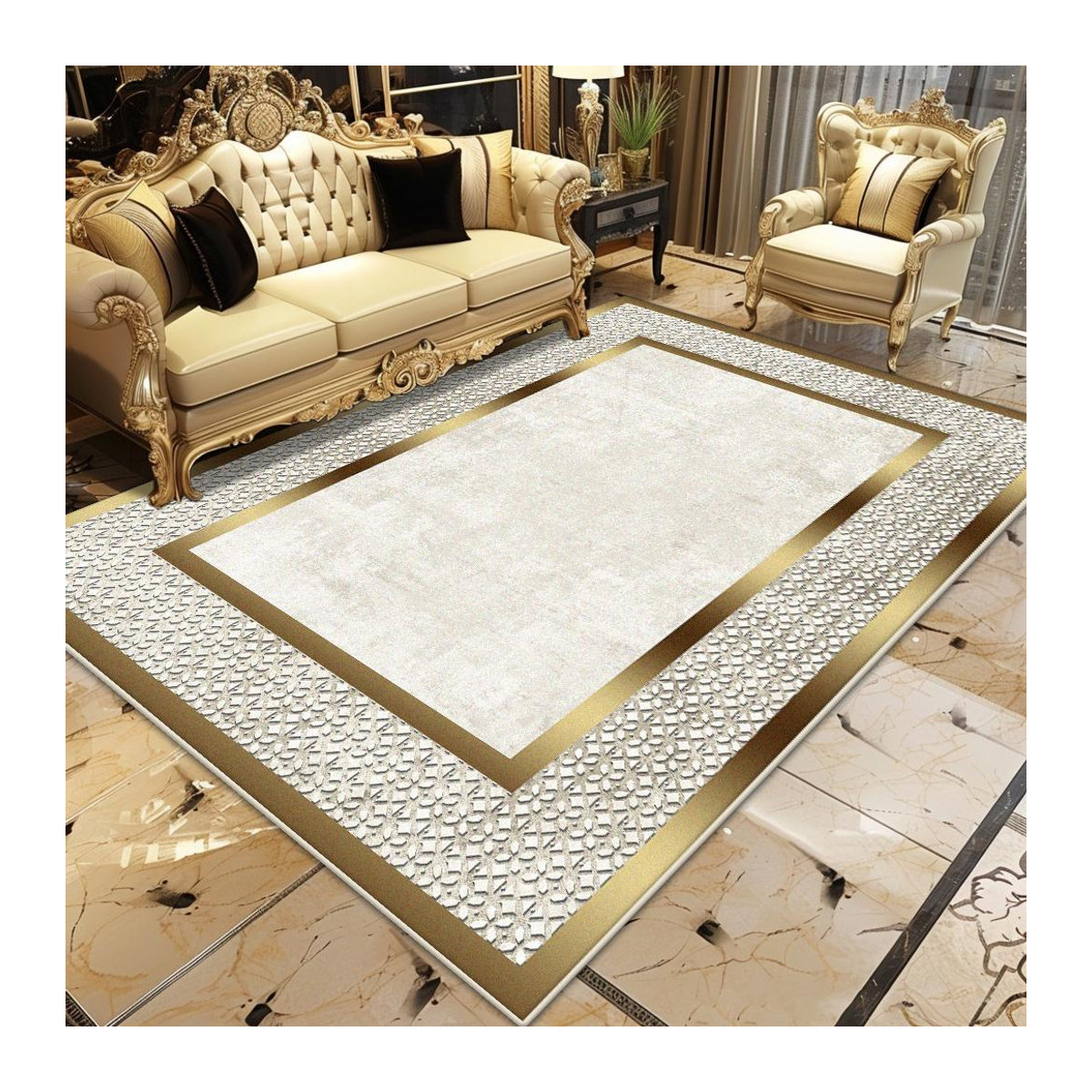 Karpetti Luxusteppich Wilton in Gold, rutschfest und weich für Wohnzimmer und Schlafzimmer, B/T: 200 x 230 cm - Bild 2