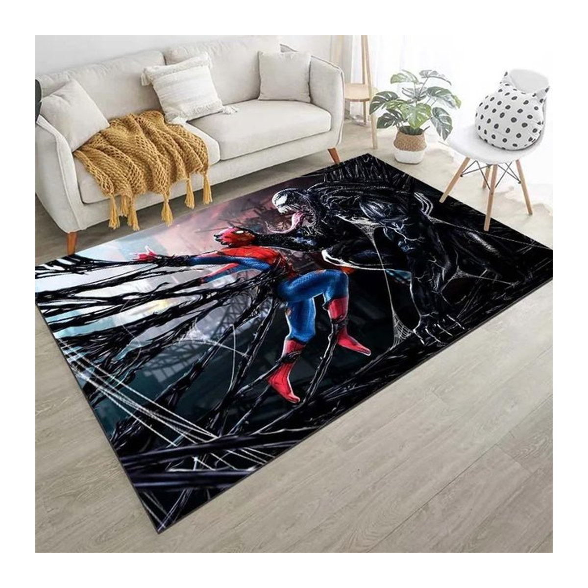 Karpetti Marvel Venom Print Teppich, rutschfeste Bodenmatte für Wohnzimmer und Schlafzimmer, B/T: 80 x 50 cm - Bild 1