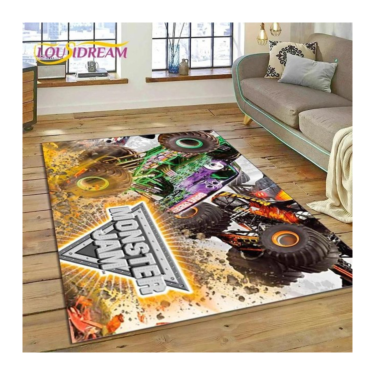 Karpetti Monster Jam Cartoon Druckteppich für Kinderzimmer und Wohnzimmer B/B: 80 x 120 cm - Bild 1