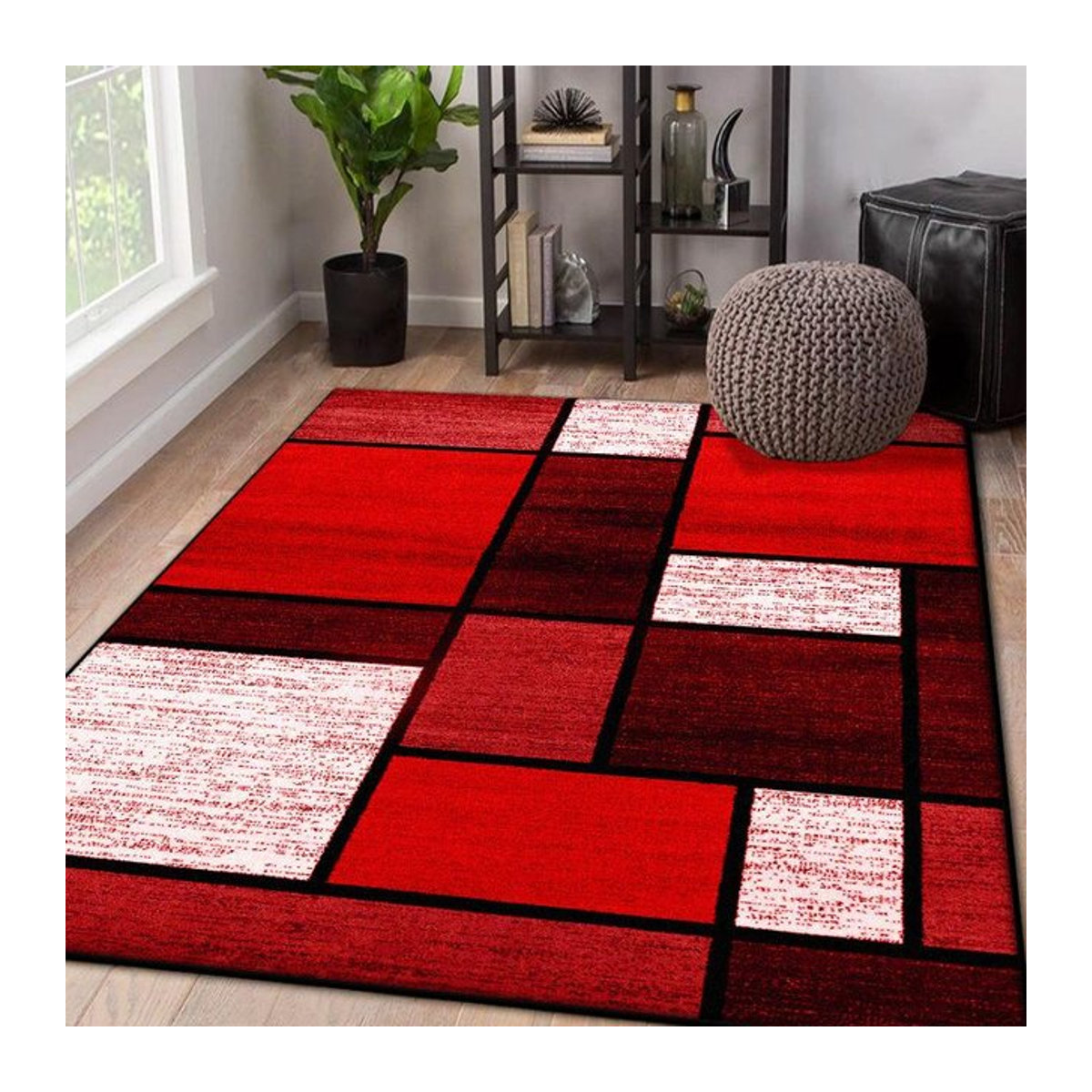 Karpetti Nordischer Geometrischer Wohnzimmerteppich Abstrakt Flauschiger Plüsch-Bodenmatte Rutschfest B/B: 80 x 160 cm - Bild 1