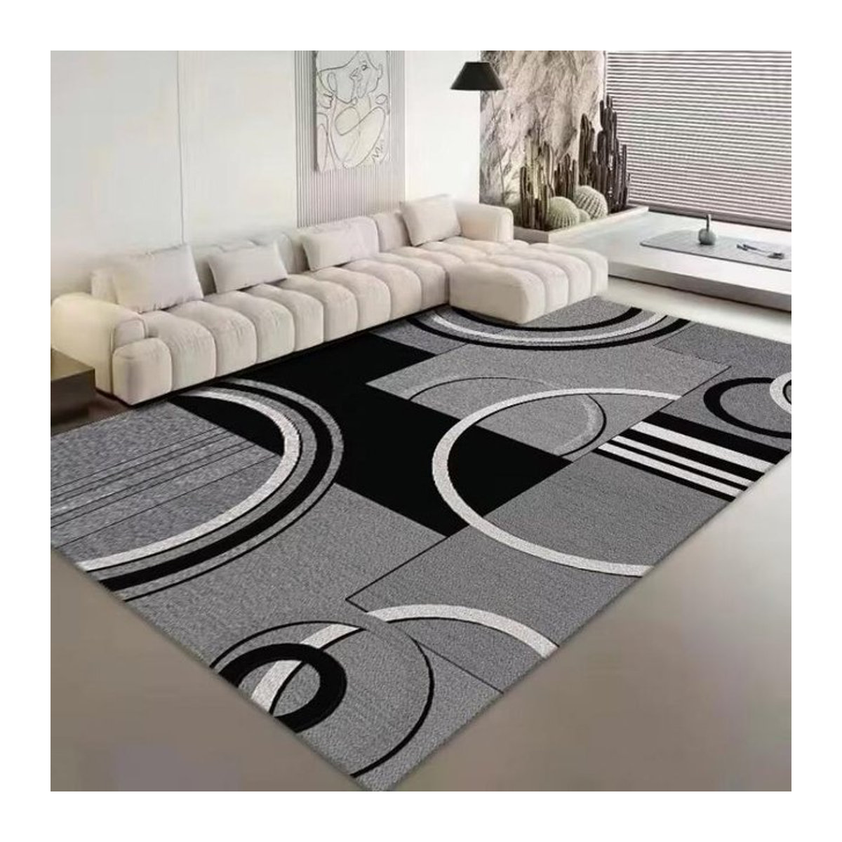 Karpetti Nordischer Luxus-Flanellteppich mit geometrischem Design in Grau, B/T: 120 x 80 cm - Bild 1