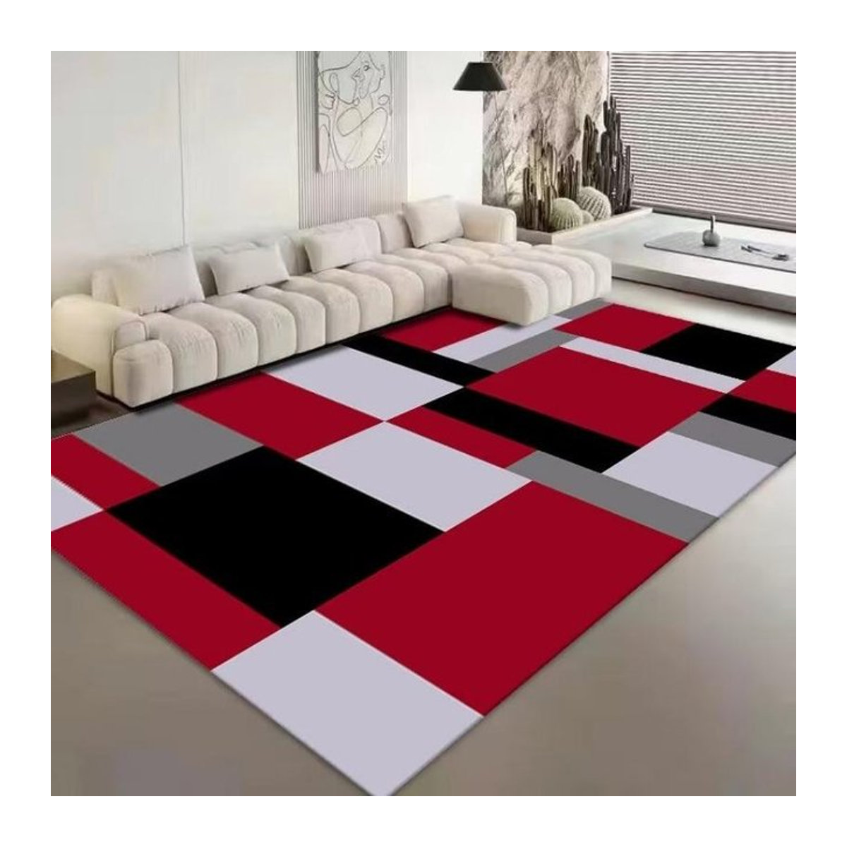 Karpetti Nordischer Luxus-Flanellteppich mit geometrischem Design in Mehrfarbig, B: 100 cm, L: 200 cm - Bild 1