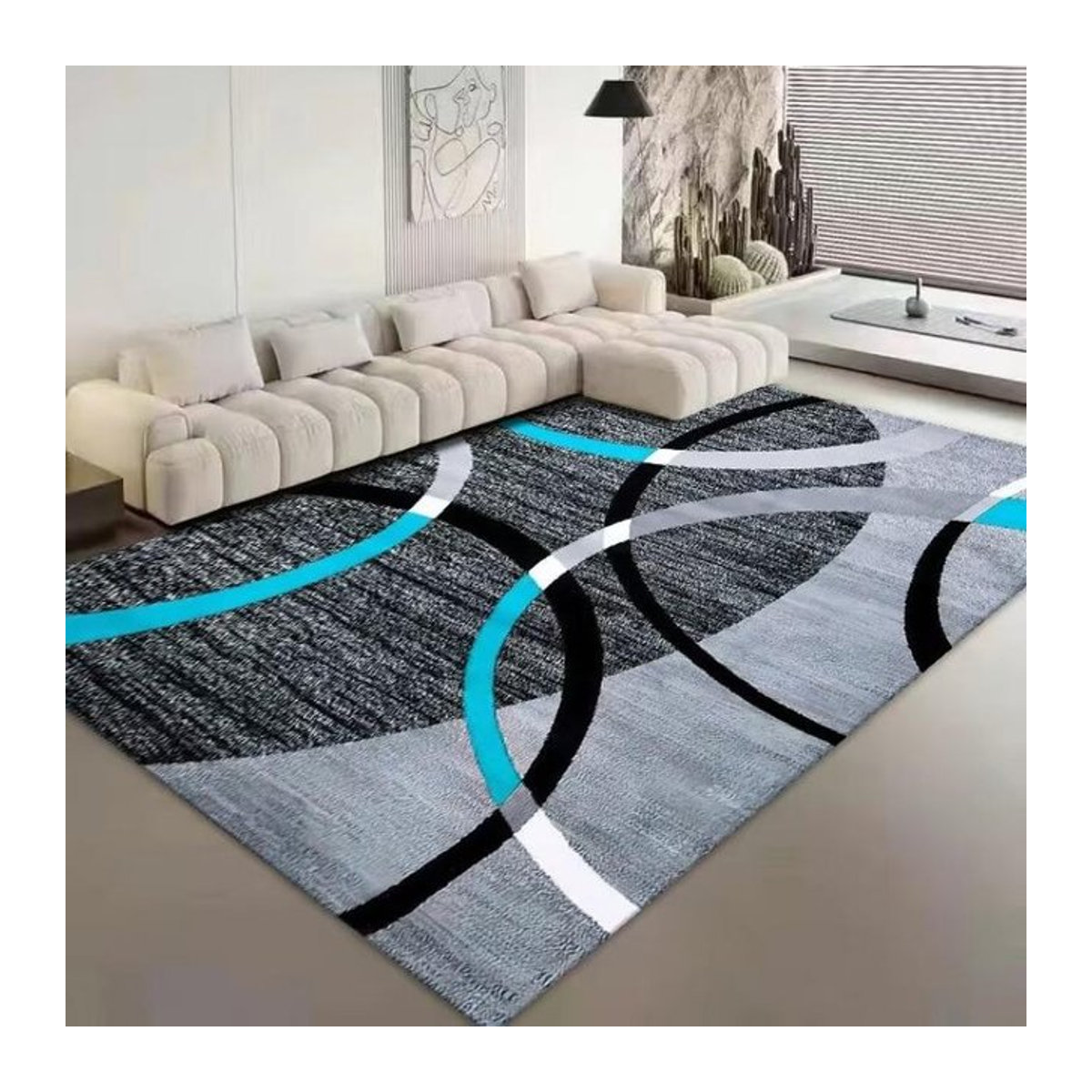Karpetti Nordischer Luxus-Flanellteppich mit geometrischem Design in Mehrfarbig, B/T: 80 x 160 cm - Bild 1