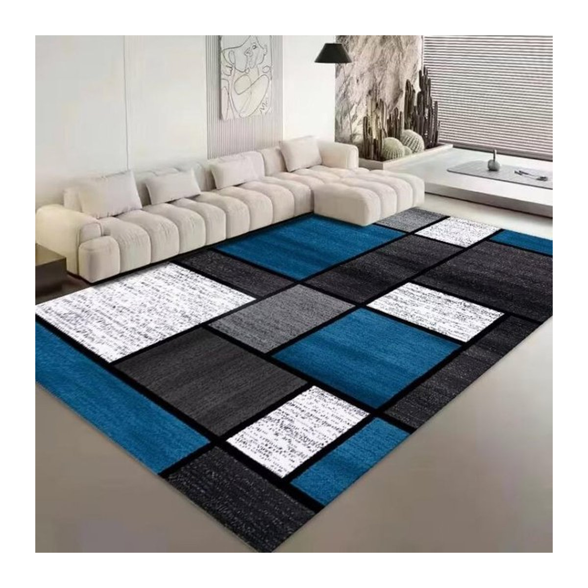 Karpetti Nordischer Luxus-Flanellteppich mit geometrischem Design in Mehrfarbig, B/T: 80 x 160 cm - Bild 1