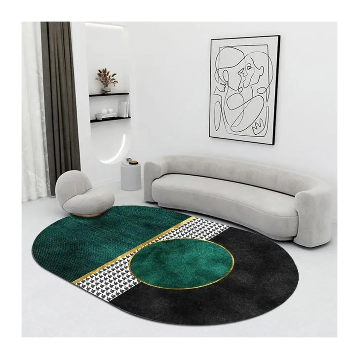 Karpetti Ovaler Teppich für Wohnzimmer und Schlafzimmer Rutschfest B/B: 80 x 120 cm - Bild 1