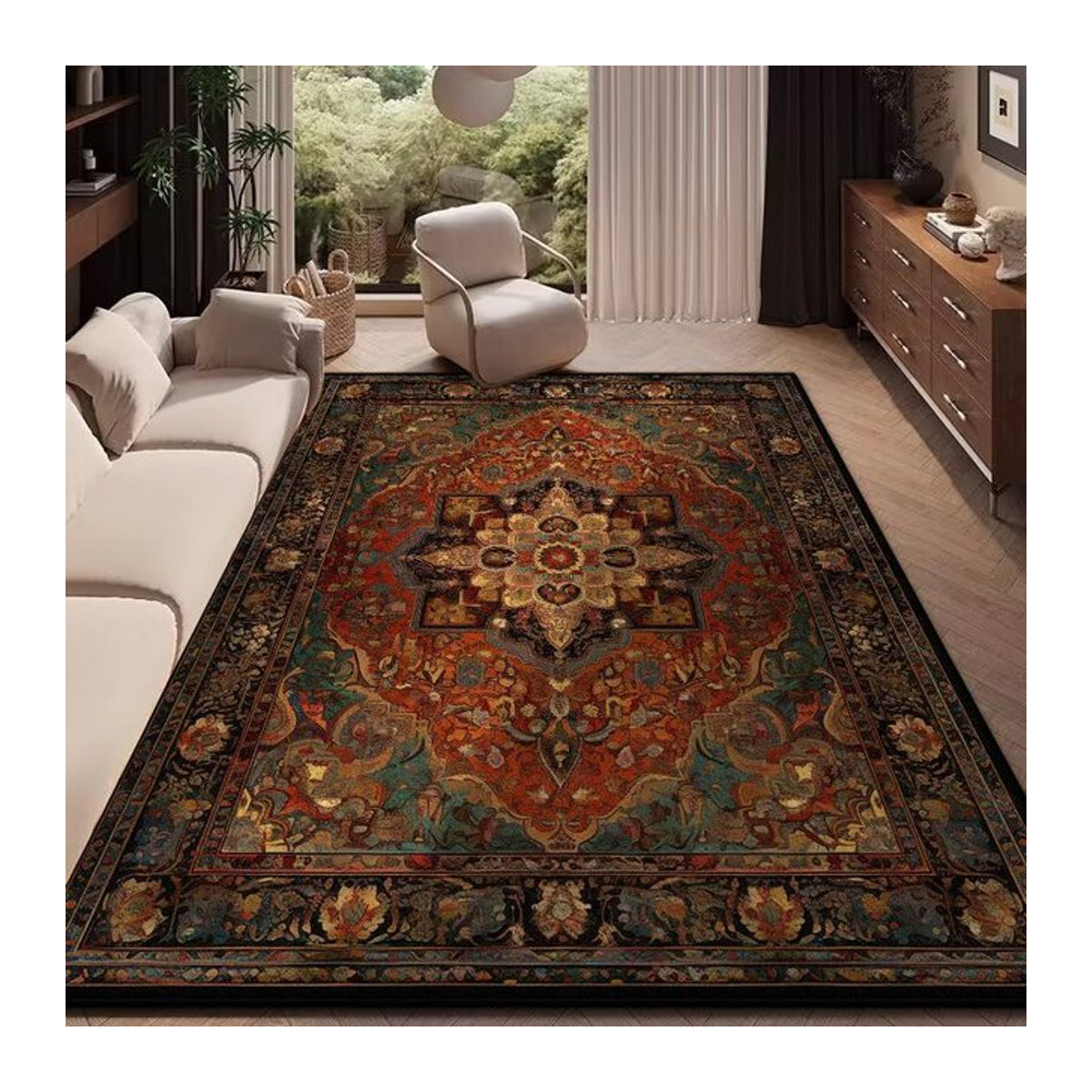 Karpetti Persischer Retro-Teppich im Ethno-Stil, Waschbarer Druckteppich für Wohnzimmer und Schlafzimmer, B x T: 160 x 230 cm - Bild 1
