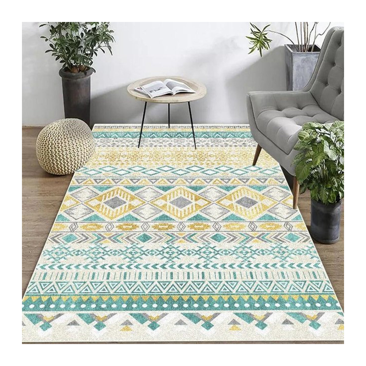 Karpetti Retro Böhmischer Teppich im Marokko-Stil mit abstraktem Ethno-Design, B/B: 60 x 90 cm - Bild 1