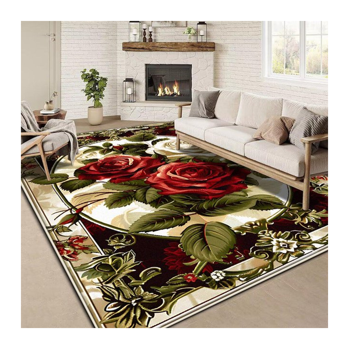 Karpetti Retro Floral Teppich für Wohnzimmer und Schlafzimmer, weich und waschbar, B/T: 200 x 300 cm - Bild 1