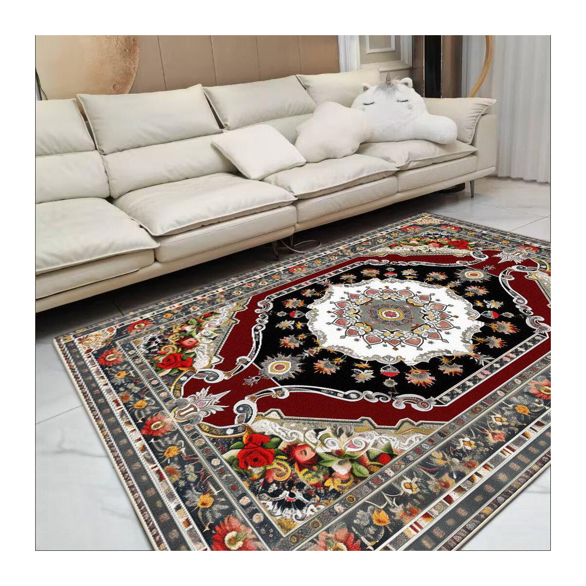 Karpetti Retro Teppich für Wohnzimmer und Schlafzimmer, rutschfest, B/B/H: 60 x 90 cm - Bild 1