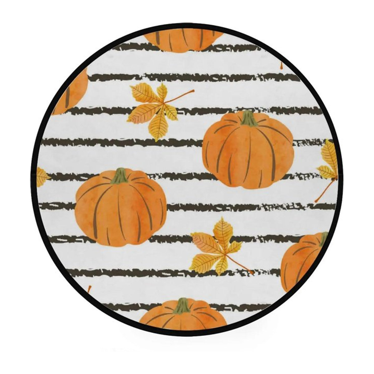 Karpetti Runder Teppich mit Herbst Kürbis und Ahornblätter Design, Rutschfest, Durchmesser: 40 cm - Bild 1