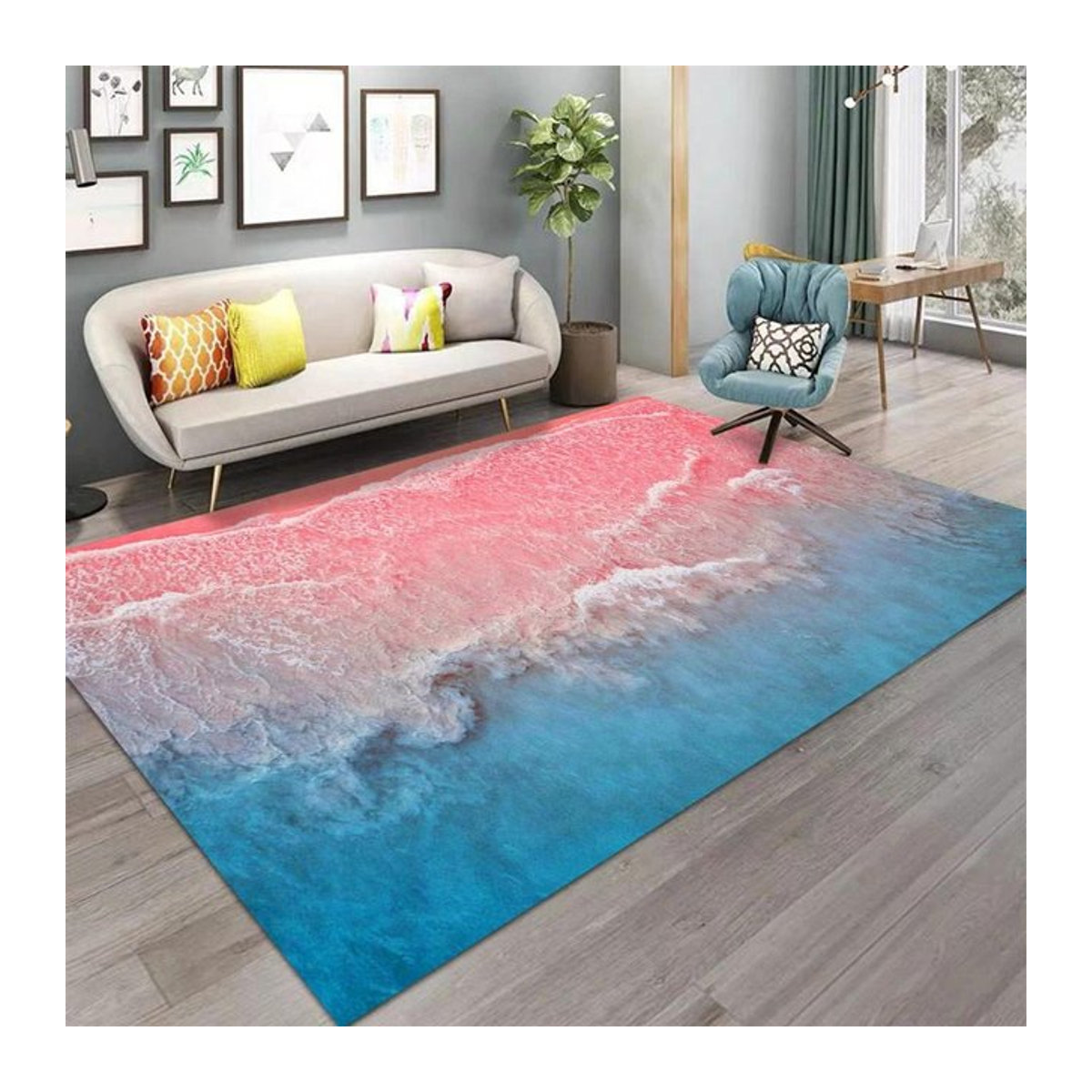 Karpetti Rutschfeste Bodenmatte Naturlandschaft Meerwasser Strand Riff für Wohnzimmer und Schlafzimmer B/B: 60 x 90 cm - Bild 1