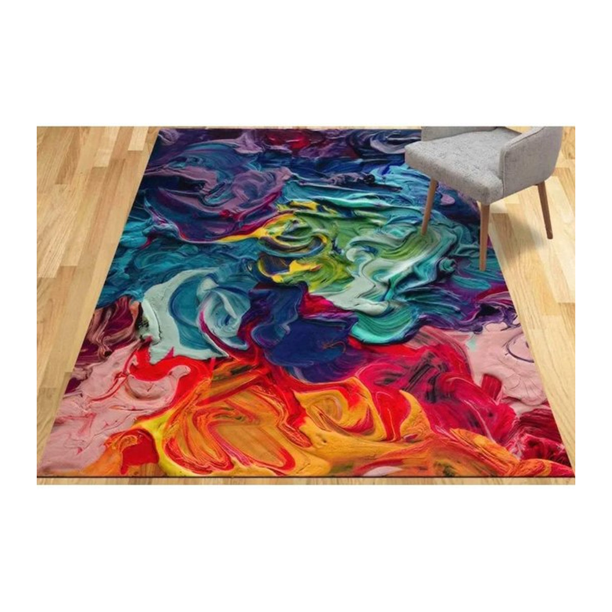 Karpetti Rutschfester Teppich mit buntem abstrakten Design für Badezimmer, Schlafzimmer und Wohnzimmer B/B: 60 x 90 cm - Bild 1