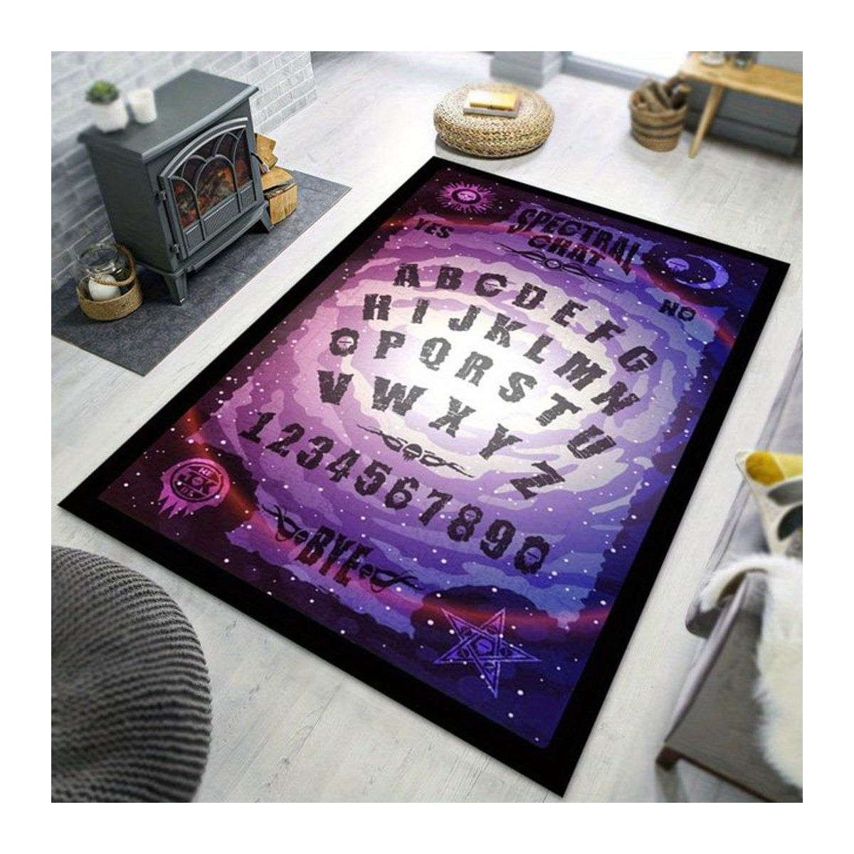 Karpetti Rutschfester Teppich mit Ouija Chat Board Muster in Multicolor, B/T: 50 x 80 cm - Bild 1
