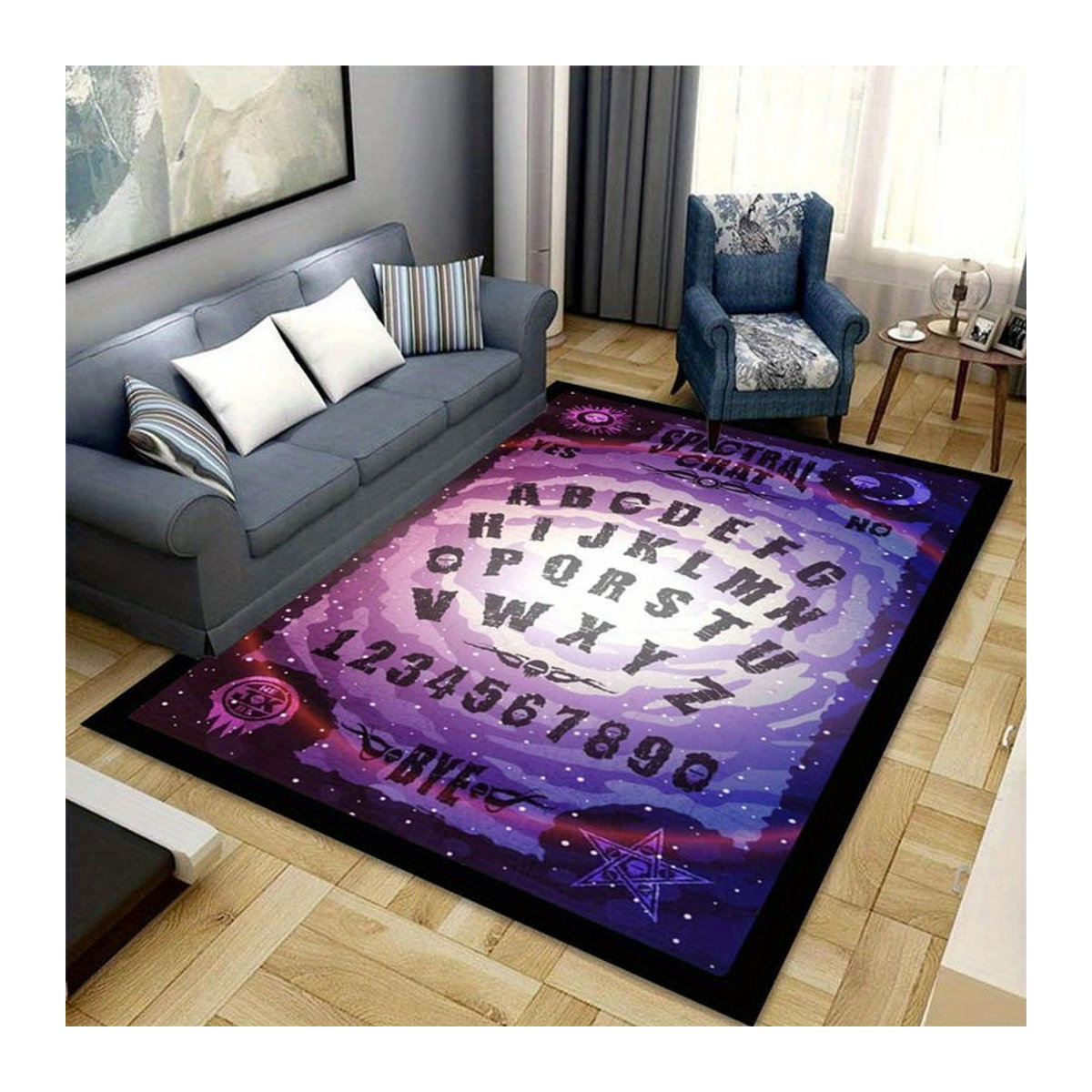 Karpetti Rutschfester Teppich mit Ouija Chat Board Muster in Multicolor, B/T: 50 x 80 cm - Bild 2