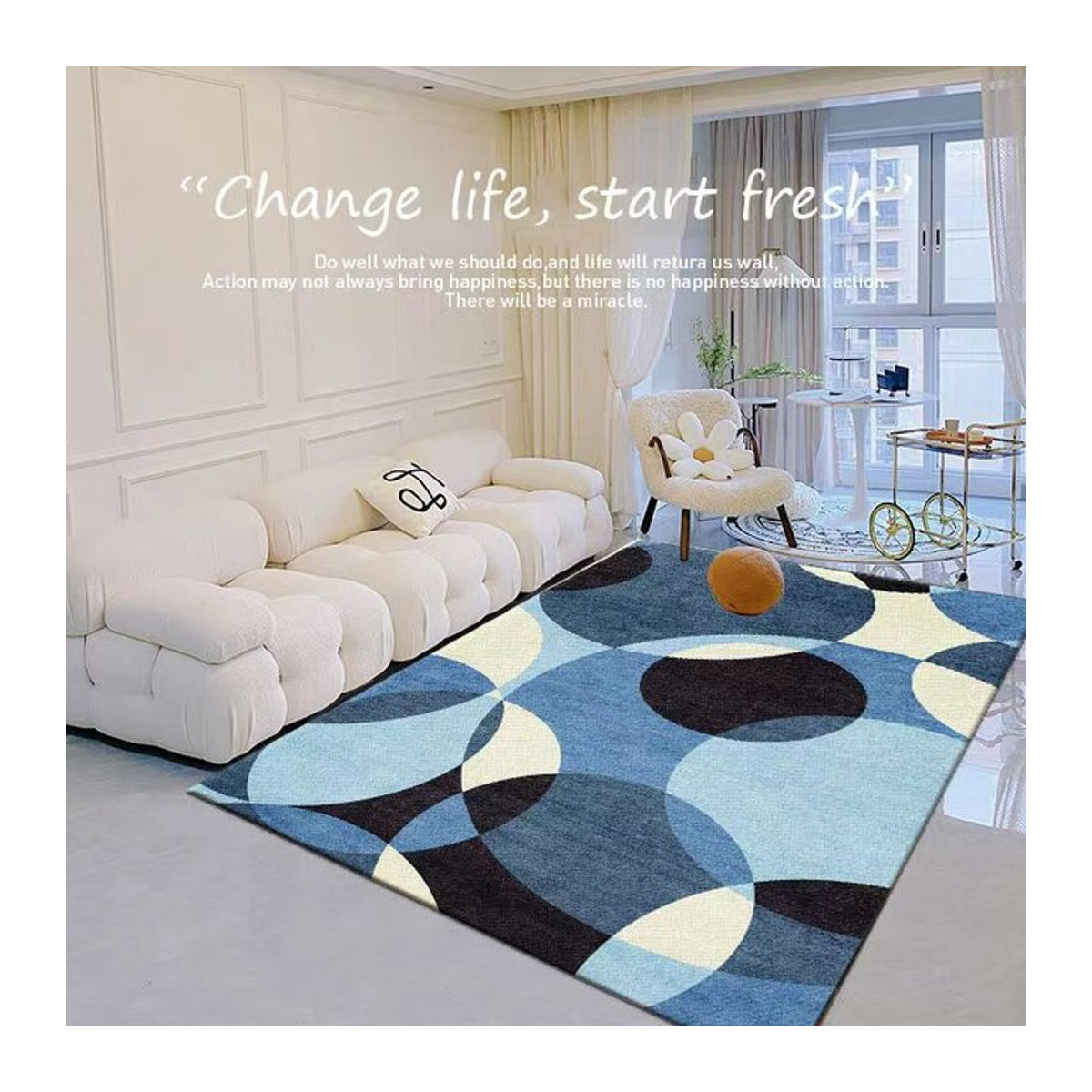 Karpetti Teppich für Wohnzimmer und Schlafzimmer als dekorative Tatami-Matte, B/B: 50 x 80 cm - Bild 1
