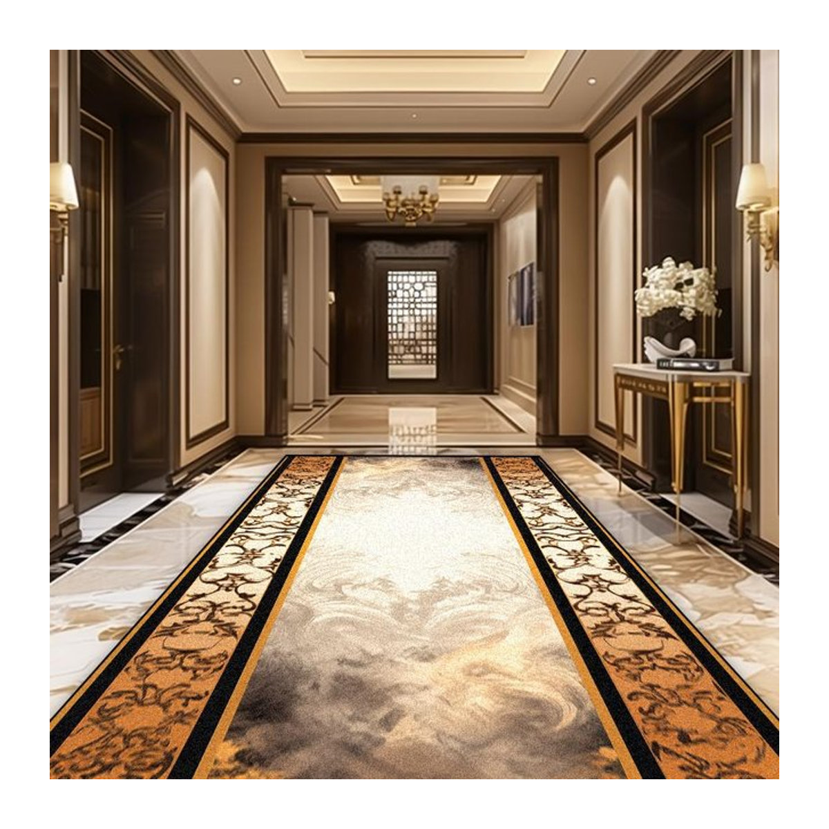 Karpetti Teppich Goldener Korridor Waschbar und Rutschfest B/T: 160 x 200 cm - Bild 1