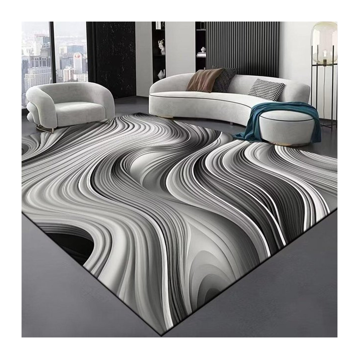 Karpetti Teppich im Europa Retro Stil mit Streifenmuster, rutschfest, B/B: 120 x 160 cm - Bild 1