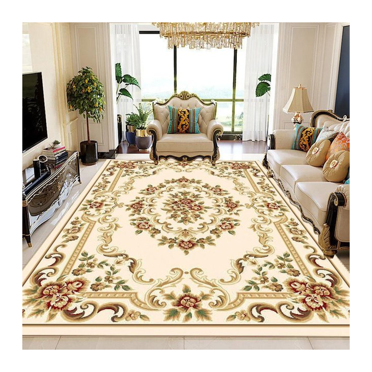 Karpetti Teppich im nordischen Stil für Wohnzimmer und Schlafzimmer, rutschfest und waschbar, B/T: 80 x 160 cm - Bild 1